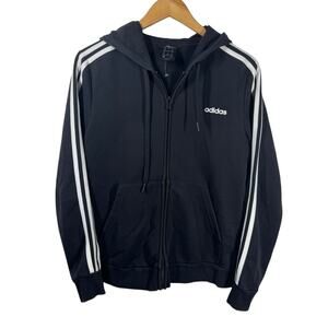 Adidas Sweatshirt Women L Black White Full Zip Streetwear Active Athleisure Walk